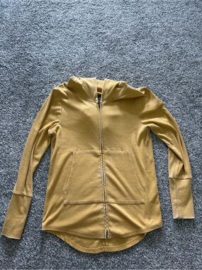 Womens Mustard Zip-Front Hooded Jacket